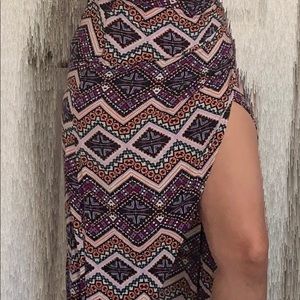 Express vibrant pattern gathered waist wrap skirt